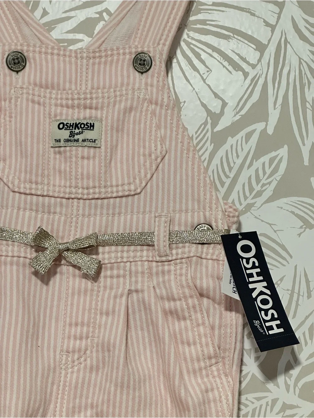 OshKosh B'gosh Light Pink Striped Overalls
